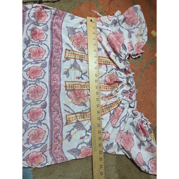 Bell by Alicia Bell Red Gold Stitching Detail Tassels Tunic Top Size‎ Small - Picture 6 of 7